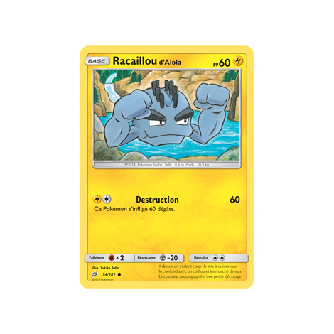 Carte Racaillou d'Alola - Commune de Pokémon Duo de Choc 34/181