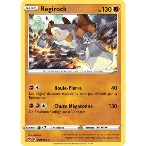 Regirock - Holographique Épée et Bouclier Voltage Éclatant 089/185