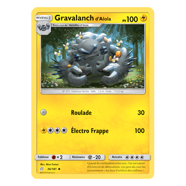 Carte Gravalanch d'Alola - Peu commune de Pokémon Duo de Choc 36/181