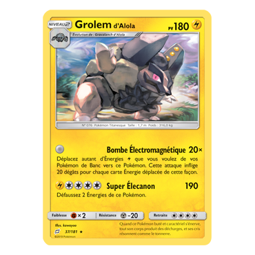 Découvrez Grolem d'Alola, carte Rare de la série Duo de Choc