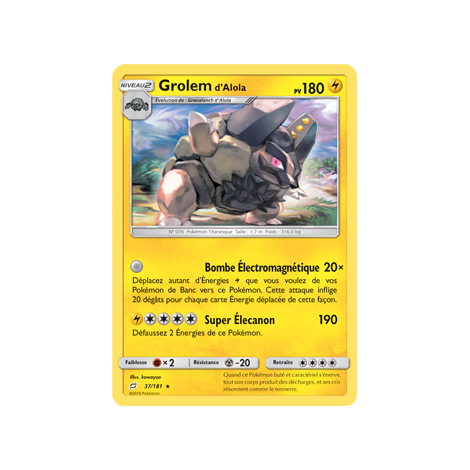 Découvrez Grolem d'Alola, carte Rare de la série Duo de Choc