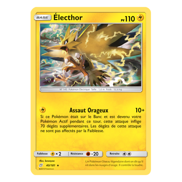 Électhor 40/181 : Joyau Holographique rare de l'extension Pokémon Duo de Choc