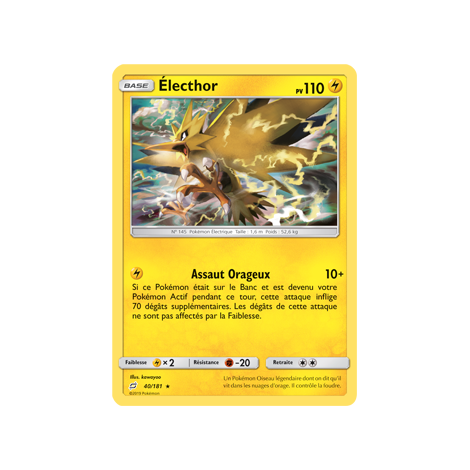 Électhor 40/181 : Joyau Holographique rare de l'extension Pokémon Duo de Choc