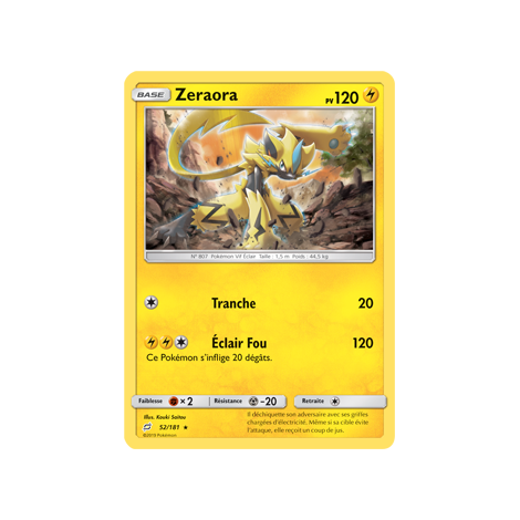 Découvrez Zeraora, carte Holographique rare de la série Duo de Choc