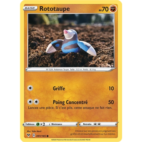 Rototaupe 091/185 : Joyau Commune (Brillante) de l'extension Pokémon Épée et Bouclier Voltage Éclatant