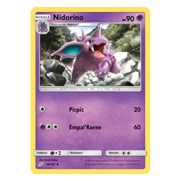 Carte Nidorino - Peu commune de Pokémon Duo de Choc 58/181