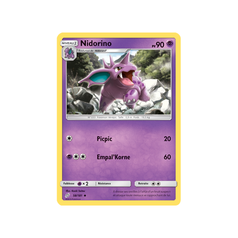 Carte Nidorino - Peu commune de Pokémon Duo de Choc 58/181