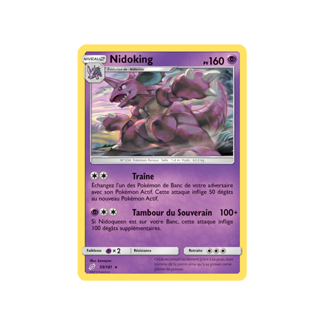 Nidoking 59/181 : Joyau Rare de l'extension Pokémon Duo de Choc