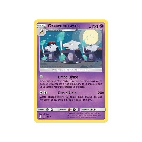 Découvrez Ossatueur d'Alola, carte Rare de la série Duo de Choc