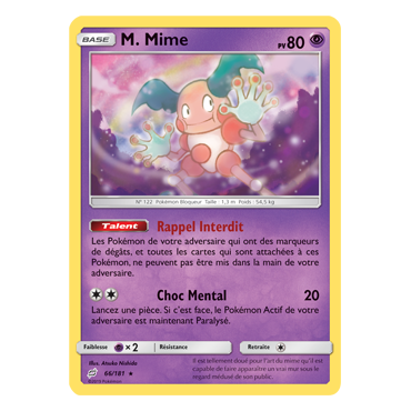 M. Mime 66/181 : Joyau Rare de l'extension Pokémon Duo de Choc