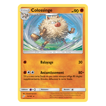 Découvrez Colossinge, carte Rare de la série Duo de Choc