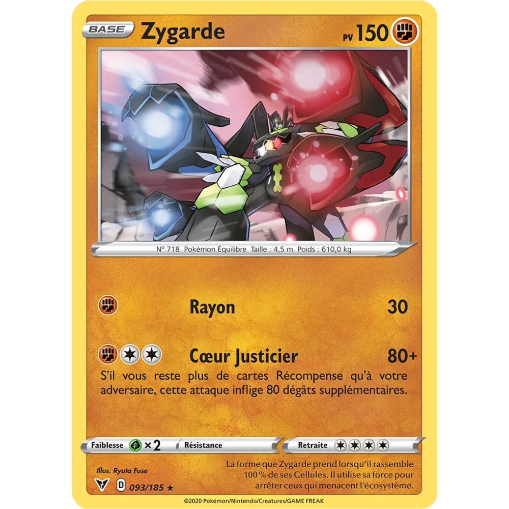 Zygarde 093/185 Joyau Holographique Épée et Bouclier Voltage Éclatant