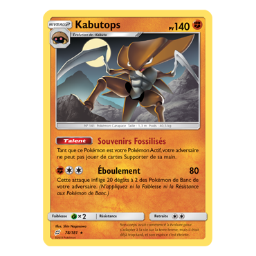 Carte Kabutops - Rare de Pokémon Duo de Choc 78/181