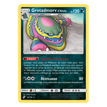 Carte Grotadmorv d'Alola - Rare de Pokémon Duo de Choc 84/181