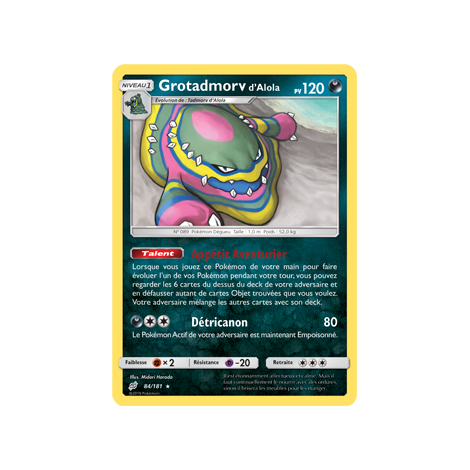 Carte Grotadmorv d'Alola - Rare de Pokémon Duo de Choc 84/181