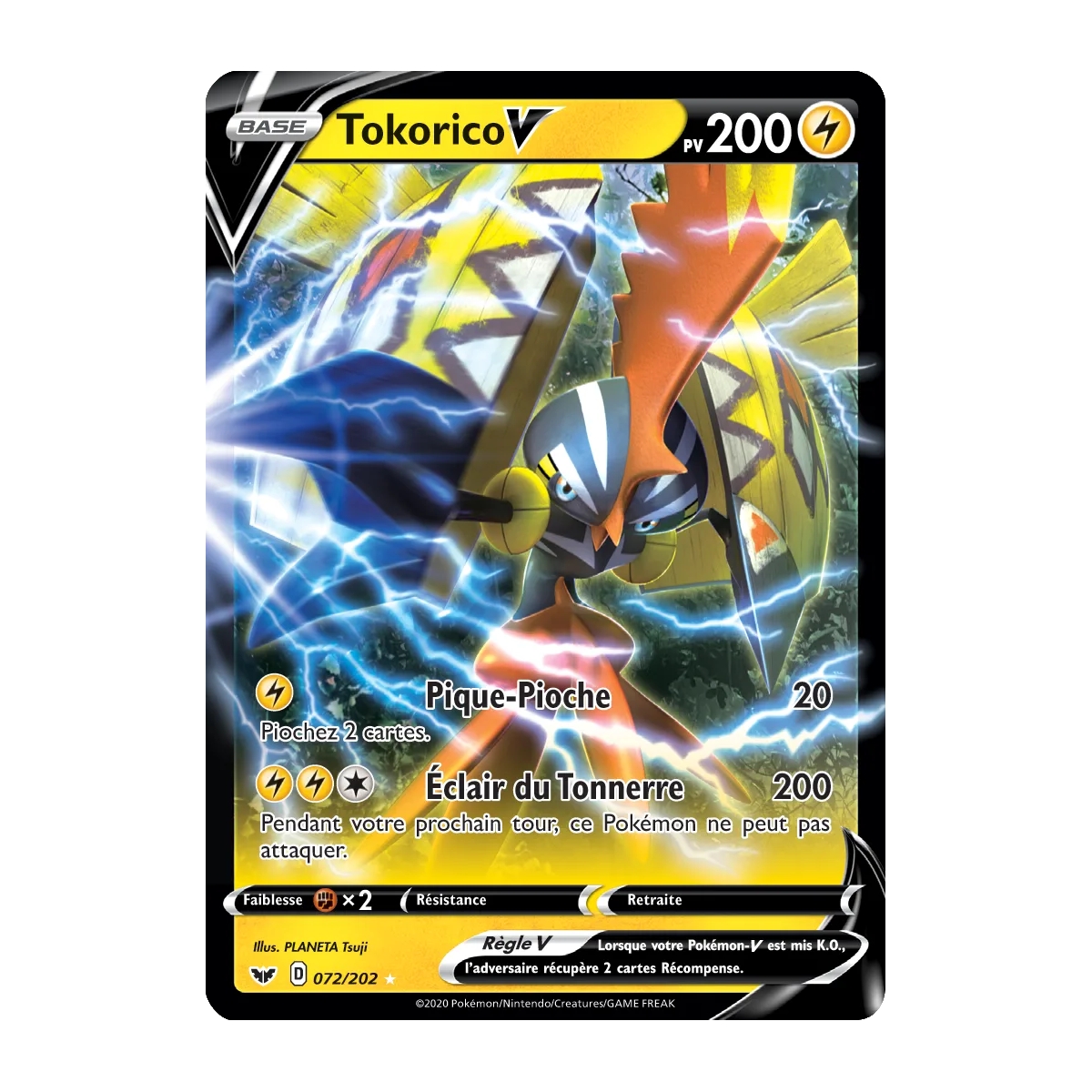 Tokorico 072/202 : Joyau Holographique rare V de l'extension Pokémon Épée et Bouclier