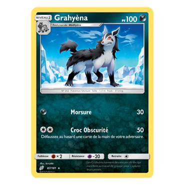 Carte Grahyèna - Rare de Pokémon Duo de Choc 87/181
