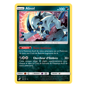 Découvrez Absol, carte Holographique rare de la série Duo de Choc
