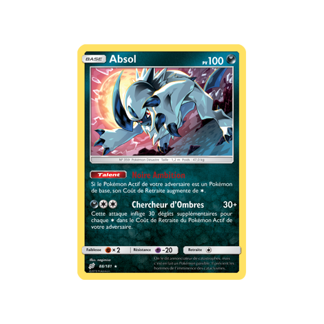 Découvrez Absol, carte Holographique rare de la série Duo de Choc