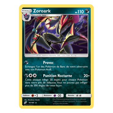 Carte Zoroark - Holographique rare de Pokémon Duo de Choc 91/181