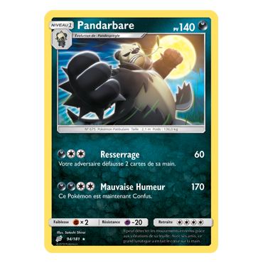 Découvrez Pandarbare, carte Rare de la série Duo de Choc