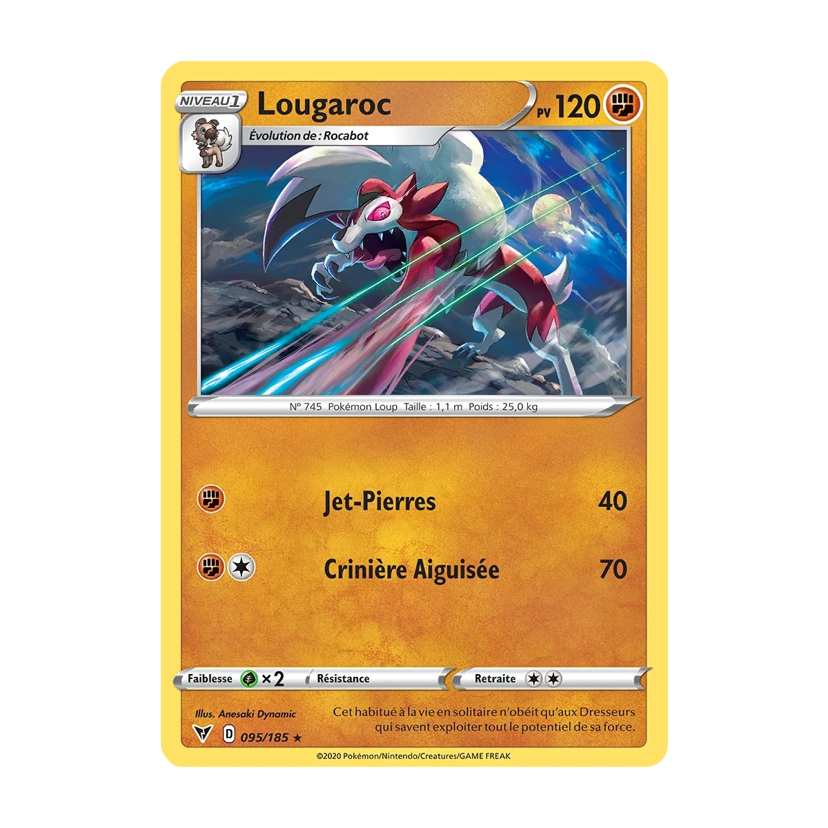 Lougaroc 095/185 : Joyau Rare (Brillante) de l'extension Pokémon Épée et Bouclier Voltage Éclatant