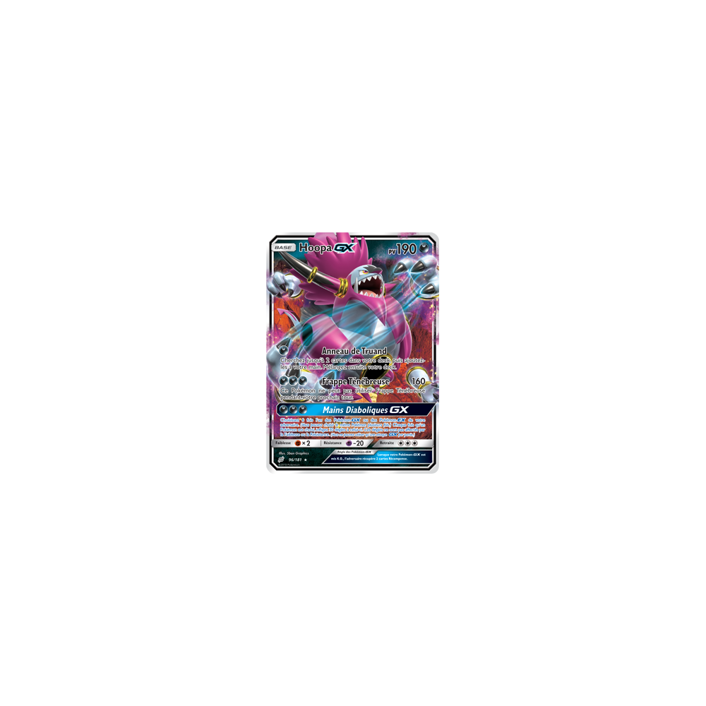 Découvrez Hoopa, carte Holographique rare GX de la série Duo de Choc