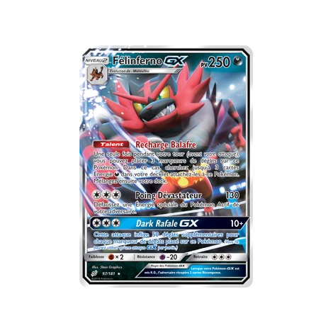 Découvrez Félinferno, carte Holographique rare GX de la série Duo de Choc