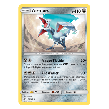 Airmure 98/181 : Joyau Rare de l'extension Pokémon Duo de Choc
