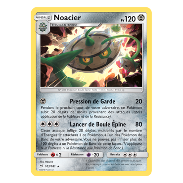 Carte Noacier - Rare de Pokémon Duo de Choc 103/181