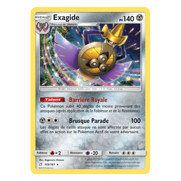 Carte Exagide - Holographique rare de Pokémon Duo de Choc 109/181