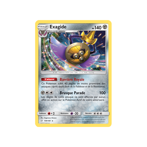 Carte Exagide - Holographique rare de Pokémon Duo de Choc 109/181