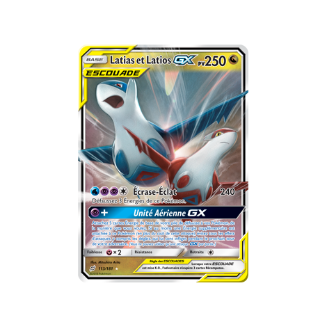 Carte Latias et Latios - Holographique rare GX de Pokémon Duo de Choc 113/181