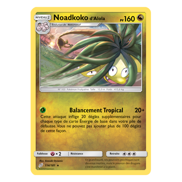 Découvrez Noadkoko d'Alola, carte Rare de la série Duo de Choc