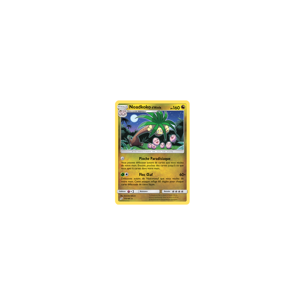 Noadkoko d'Alola 115/181 : Joyau Rare de l'extension Pokémon Duo de Choc