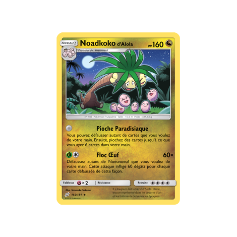 Noadkoko d'Alola 115/181 : Joyau Rare de l'extension Pokémon Duo de Choc