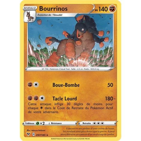 Bourrinos 097/185 : Joyau Rare (Brillante) de l'extension Pokémon Épée et Bouclier Voltage Éclatant