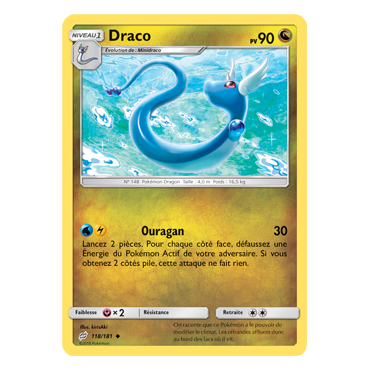 Carte Draco - Peu commune de Pokémon Duo de Choc 118/181