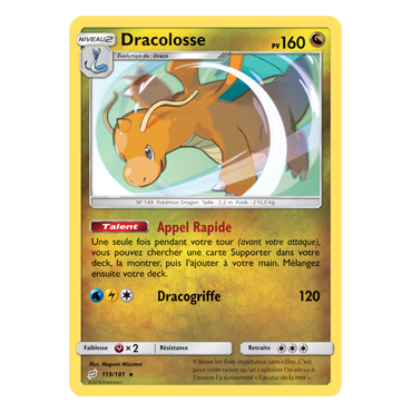 Découvrez Dracolosse, carte Holographique rare de la série Duo de Choc