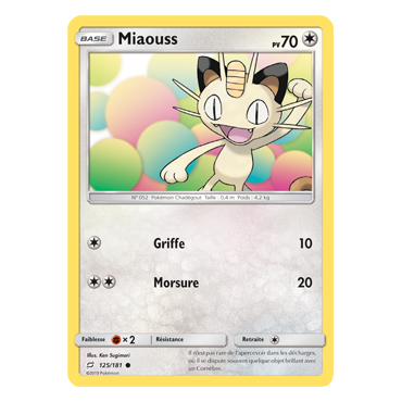 Miaouss 125/181 : Joyau Commune de l'extension Pokémon Duo de Choc