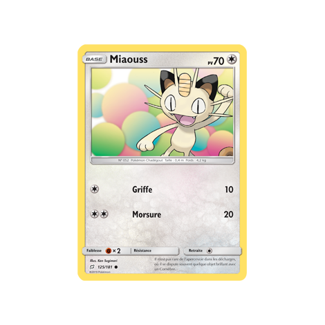 Miaouss 125/181 : Joyau Commune de l'extension Pokémon Duo de Choc