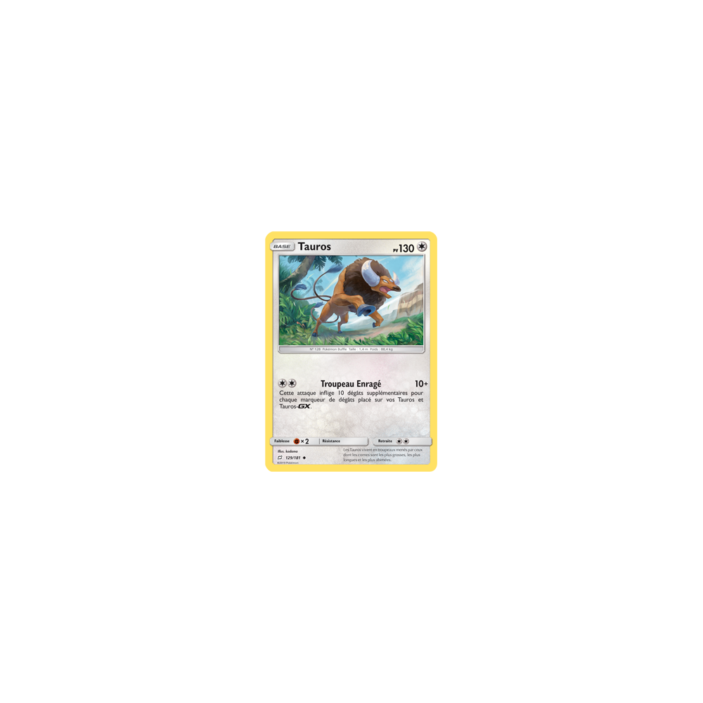 Carte Tauros - Peu commune de Pokémon Duo de Choc 129/181