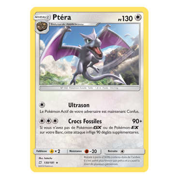 Ptéra 130/181 : Joyau Rare de l'extension Pokémon Duo de Choc