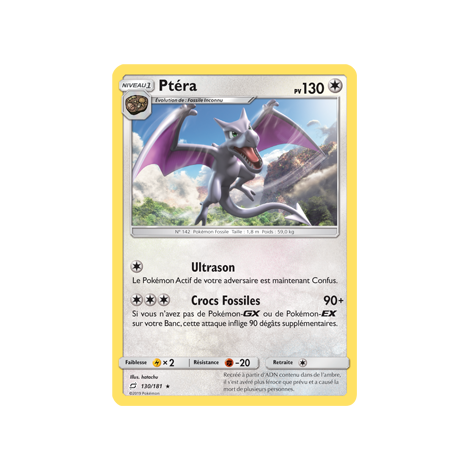 Ptéra 130/181 : Joyau Rare de l'extension Pokémon Duo de Choc