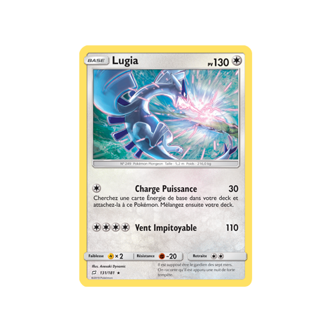 Carte Lugia - Holographique rare de Pokémon Duo de Choc 131/181