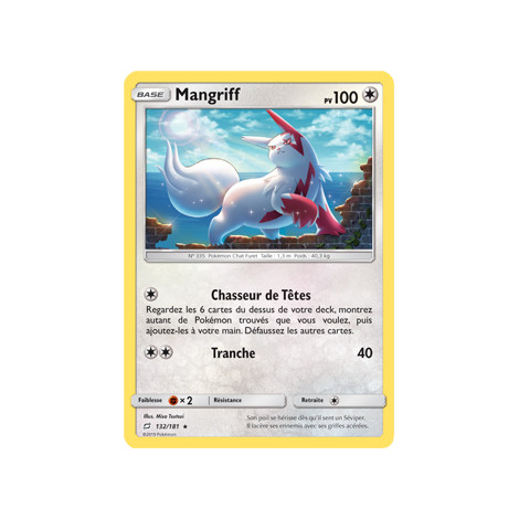 Mangriff 132/181 : Joyau Holographique rare de l'extension Pokémon Duo de Choc