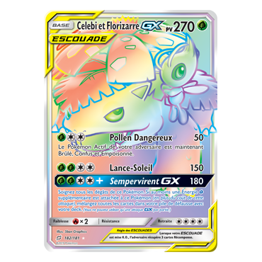 Celebi et Florizarre 182/181 : Joyau Arc-en-ciel rare de l'extension Pokémon Duo de Choc