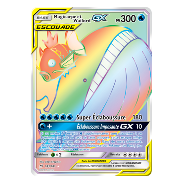 Magicarpe et Wailord 183/181 : Joyau Arc-en-ciel rare de l'extension Pokémon Duo de Choc