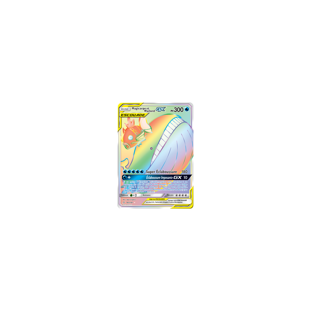 Magicarpe et Wailord 183/181 : Joyau Arc-en-ciel rare de l'extension Pokémon Duo de Choc