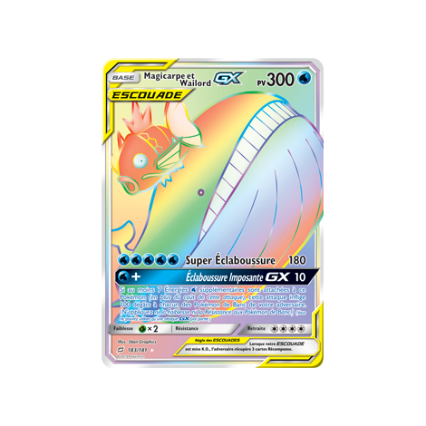 Magicarpe et Wailord 183/181 : Joyau Arc-en-ciel rare de l'extension Pokémon Duo de Choc